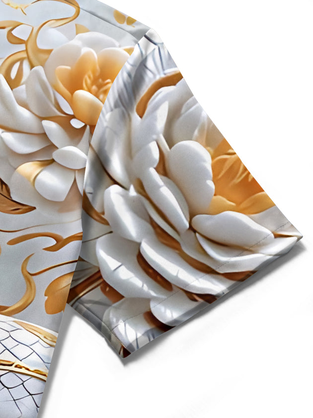 men's snake print shirt close-up short sleeve