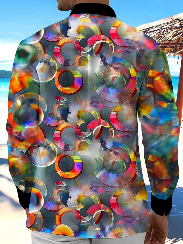 Men's tie dye long sleeve pocket shirt back view