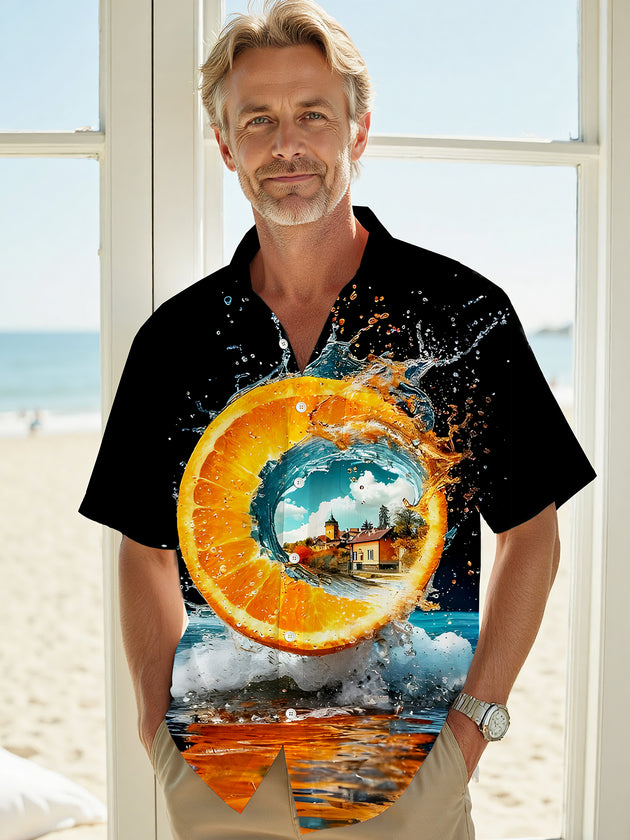 men's Hawaiian shirt front view tropical beach vacation
