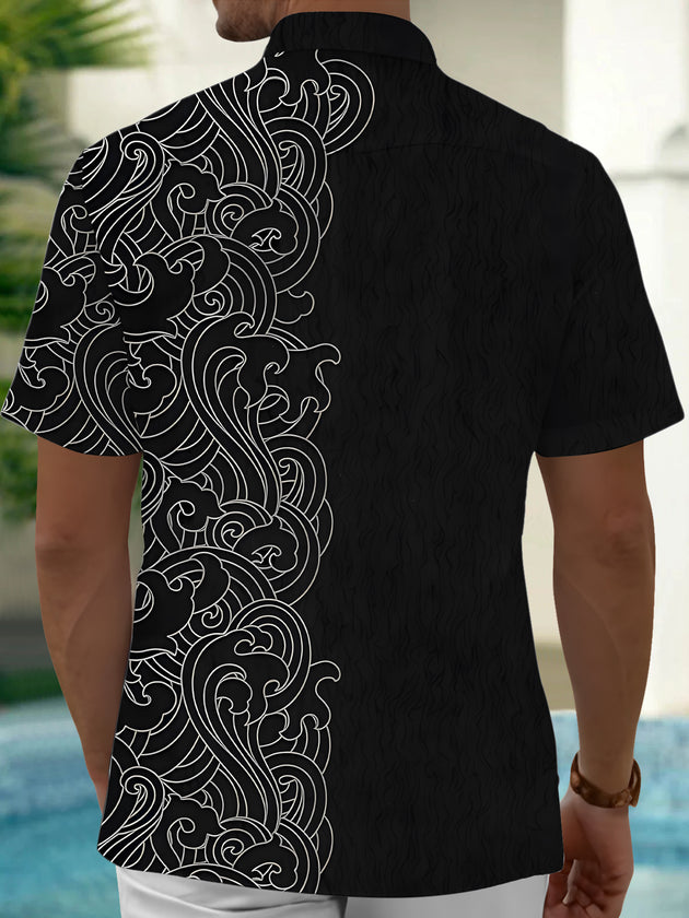 Men's abstract print short sleeve shirt back view