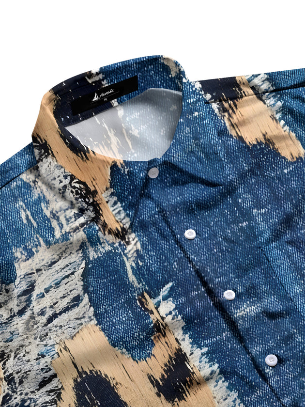 men's leopard print long sleeve flat lay shirt