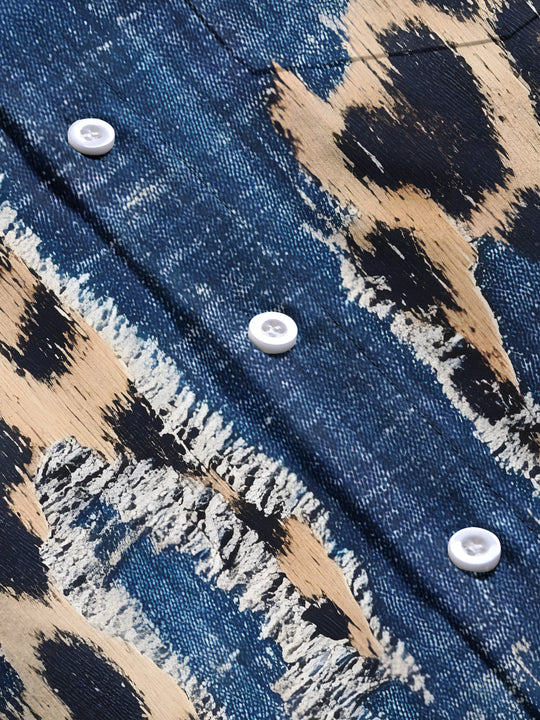 men's leopard print shirt close-up full sleeve