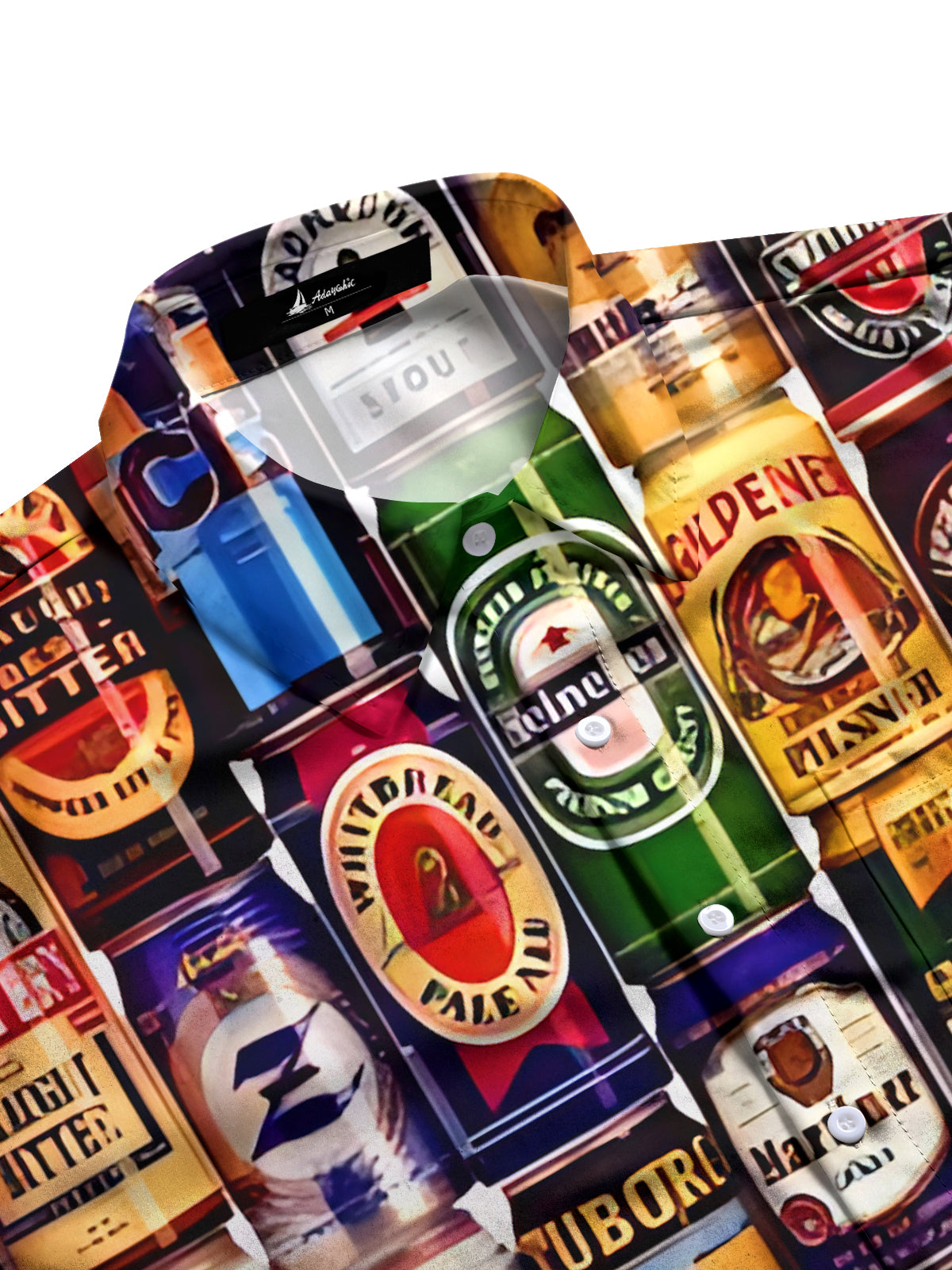 Beer Print Men's Pocket Short Sleeve Shirts