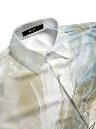 men's dragon print short sleeve flat lay shirt
