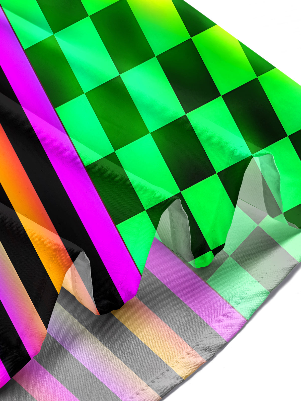 Hawaiian Rainbow Plaid Stripes Geometry Men's Pocket Long Sleeve Shirts