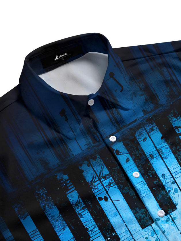 men's guitar print shirt side view