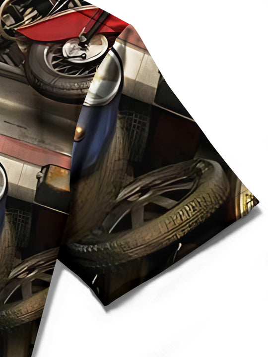 men's vintage style shirt close-up short sleeve
