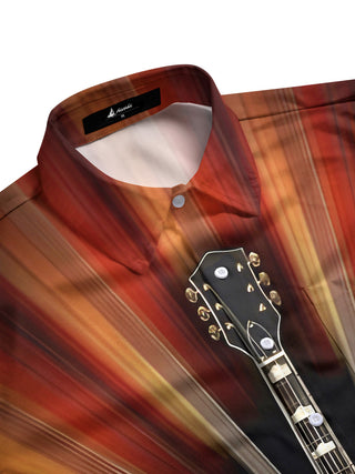 Men's guitar print long sleeve shirt side view