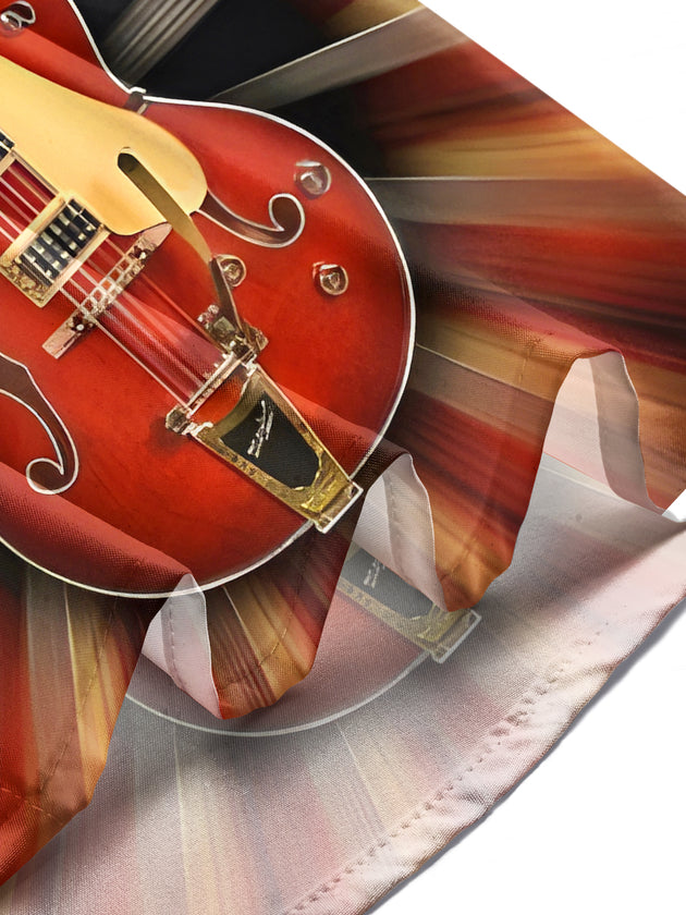 Men's retro guitar print long sleeve shirt lifestyle view