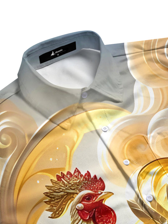 men's printed short sleeve flat lay shirt