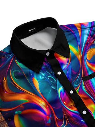 men's psychedelic print long sleeve flat lay shirt
