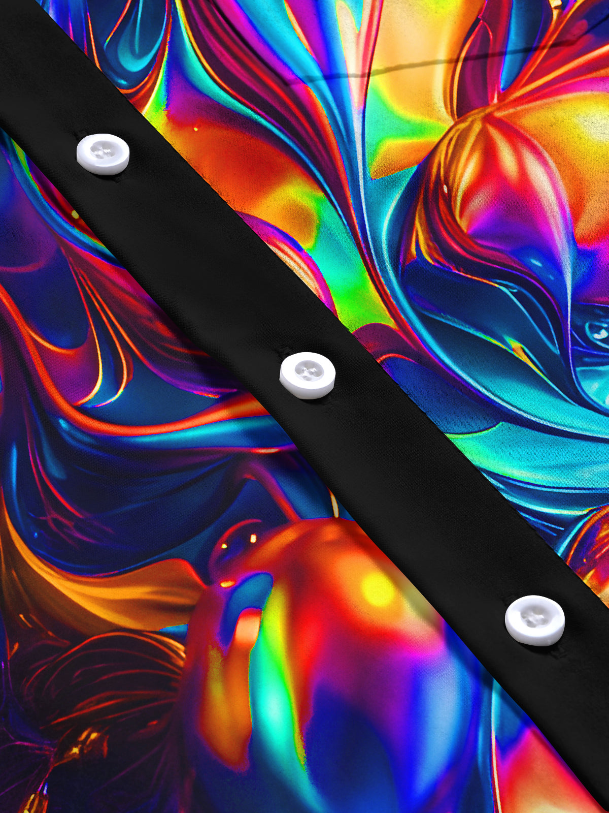 Psychedelic Colorful Abstract Men's Pocket Long Sleeve Shirts