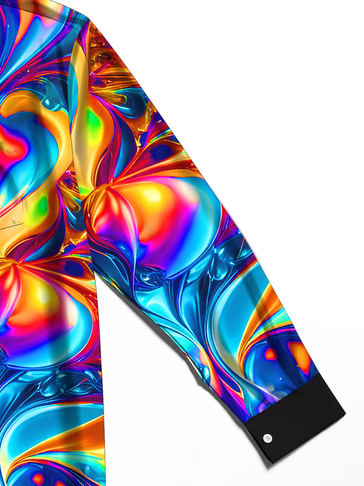 Psychedelic Colorful Abstract Men's Pocket Long Sleeve Shirts