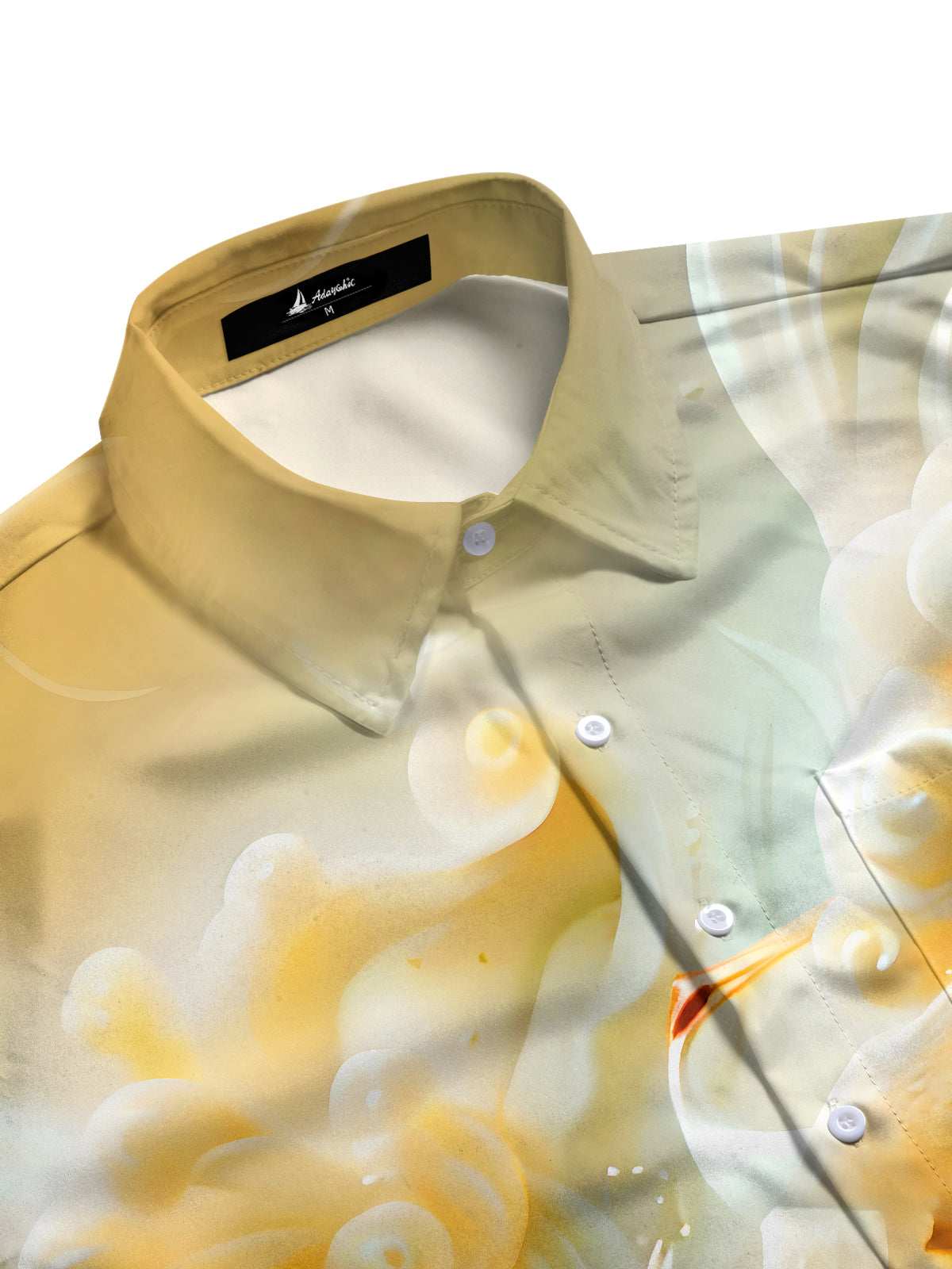 Crane Floral Art Relief Men's Pocket Short Sleeve Shirts