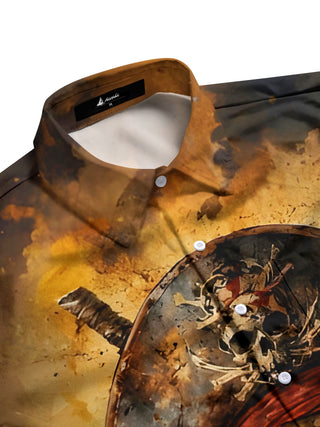 men's horror print shirt side view