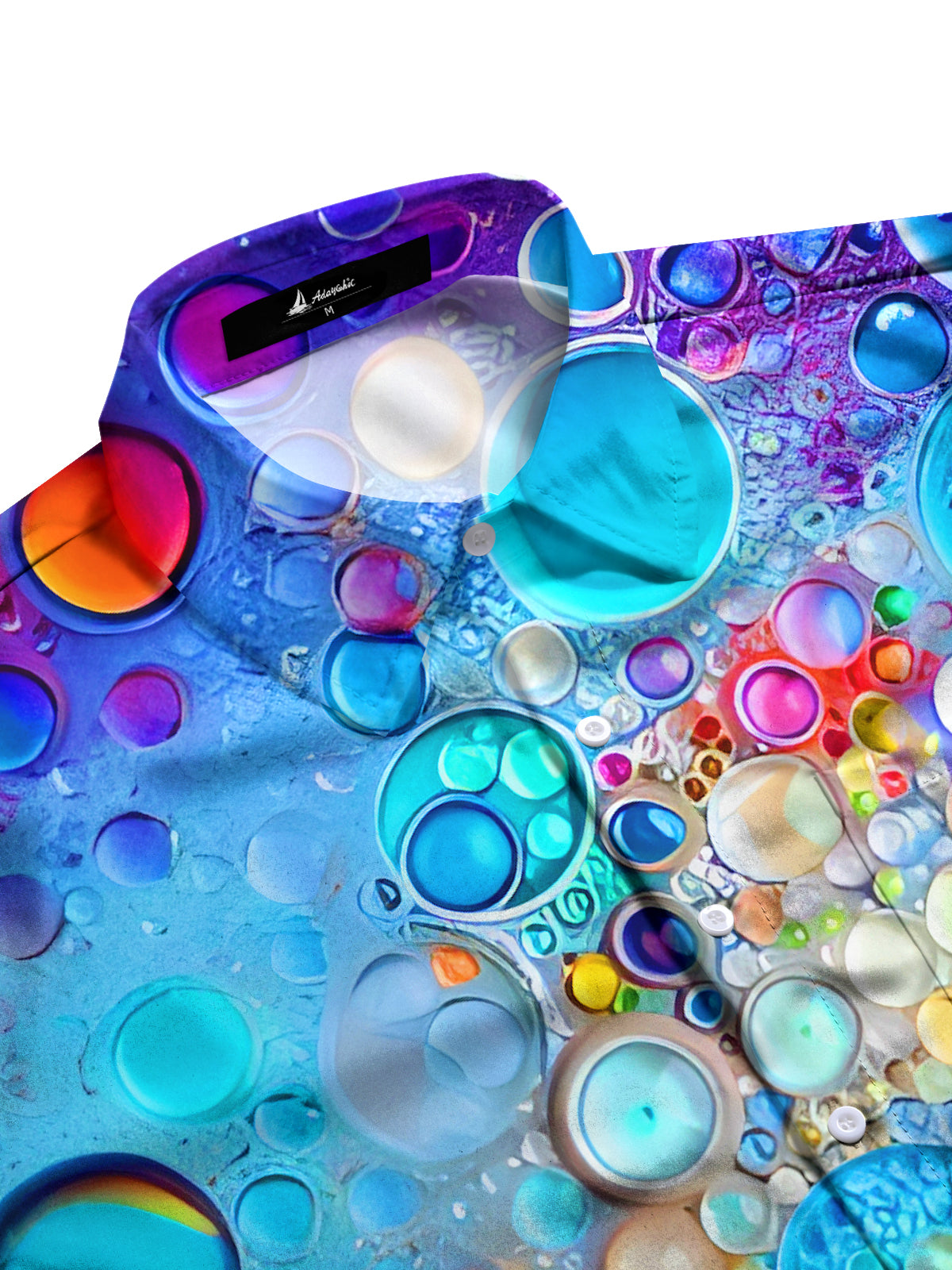 Hawaiian Colorful Water Drops Men's Pocket Short Sleeve Shirts