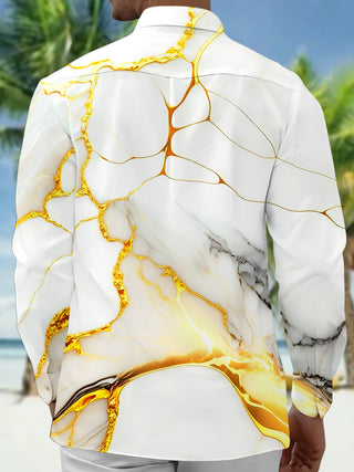 Men's abstract print long sleeve pocket shirt back view