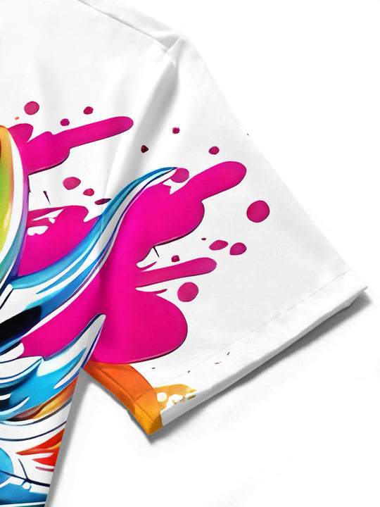 men's tie dye shirt close-up short sleeve