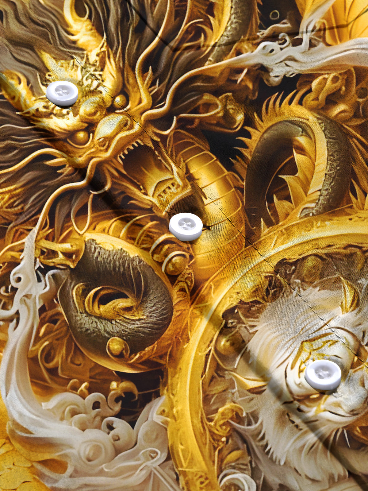 Golden Dragon White Tiger Men's Pocket Short Sleeve Shirts