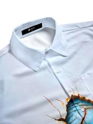 men's horror print shirt side view