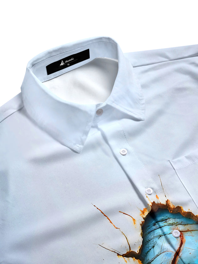 men's horror print shirt side view