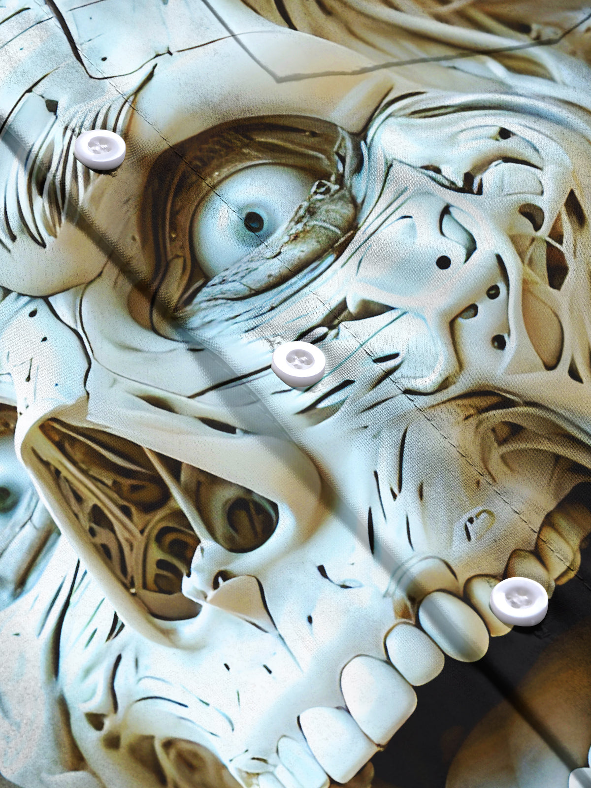 Funny Skull Art Relief Men's Pocket Short Sleeve Shirts