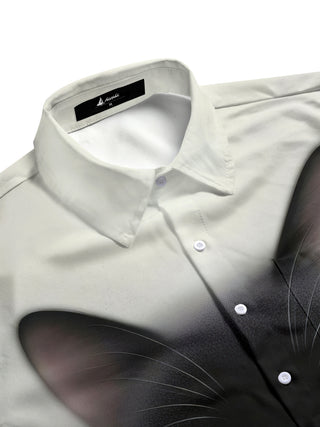 Men's cat print pocket half sleeve shirt side view