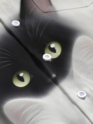 men's cat print short sleeve flat lay shirt
