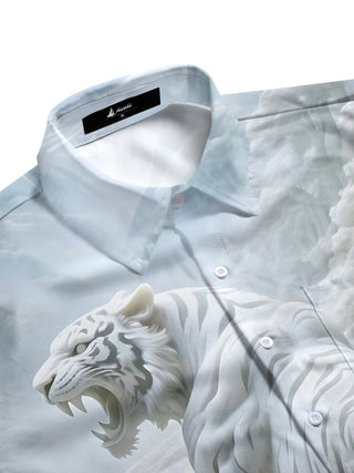 men's stripe print shirt side view