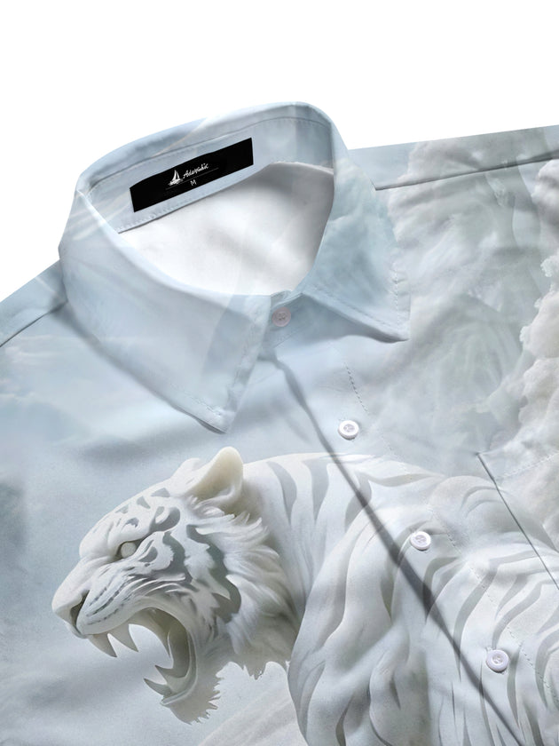 men's stripe print shirt side view