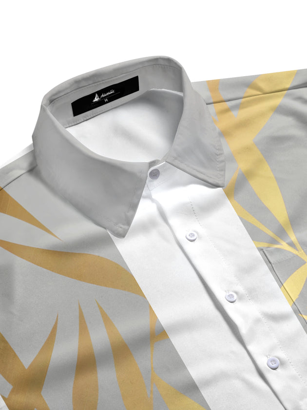 Men's bamboo leaf short sleeve shirt side view