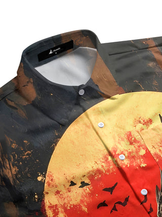 Men's vintage style eagle print short sleeve shirt side view