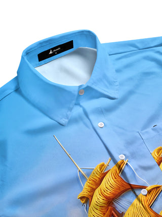 Men's casual pocket half sleeve shirt side view