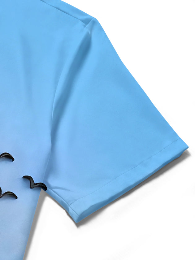 men's art print shirt close-up short sleeve