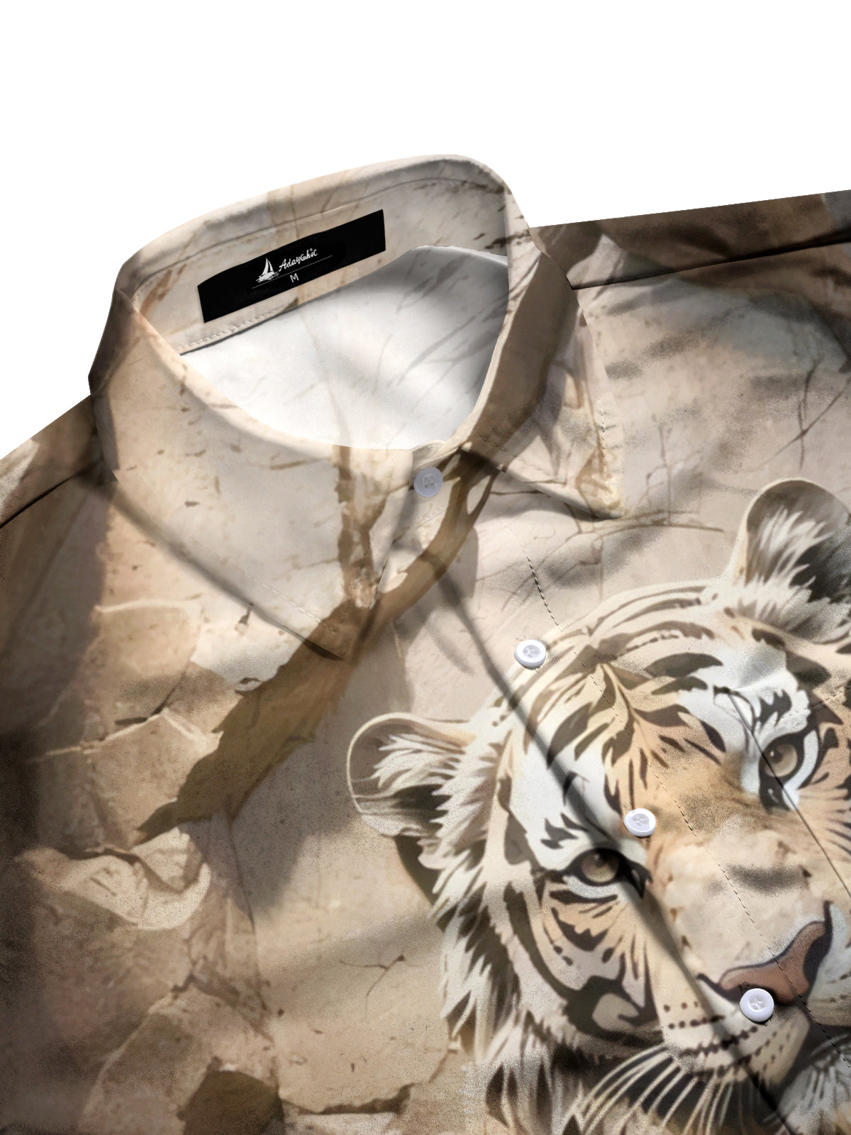 Tiger Print Men's Pocket Short Sleeve Shirts