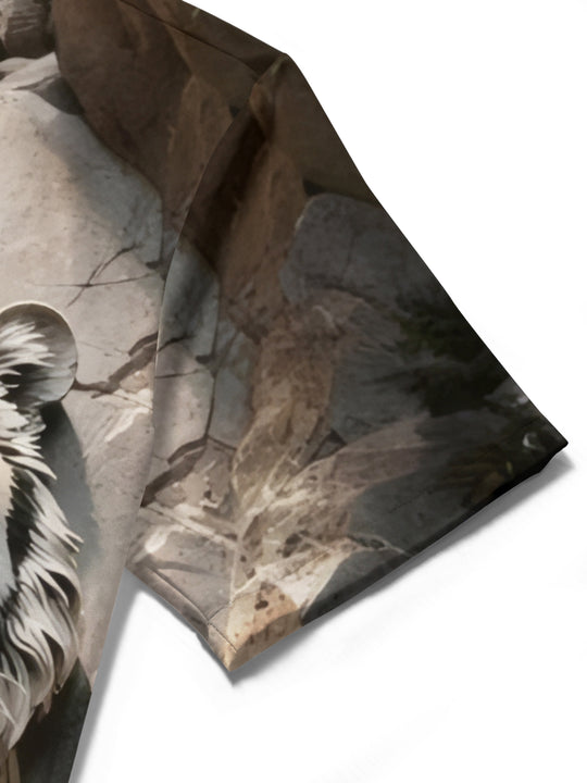 men's tiger print shirt close-up short sleeve