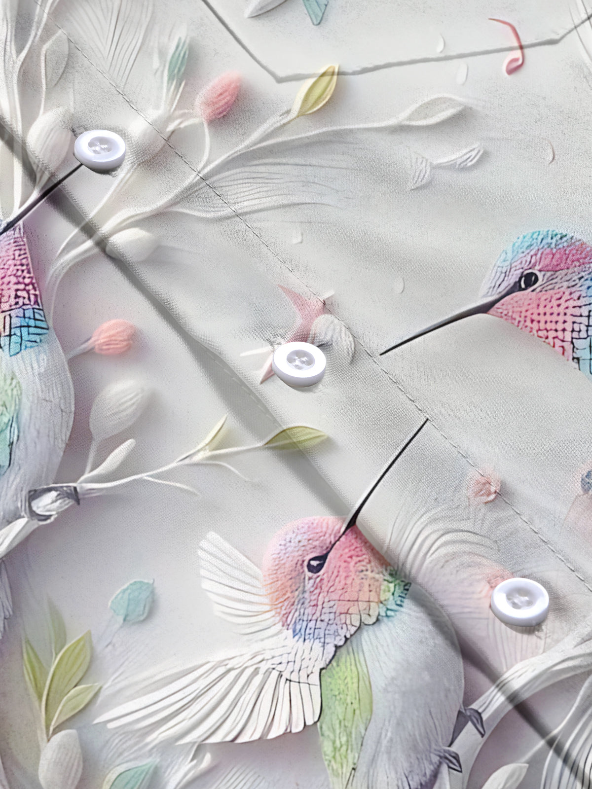 Bird Flower Art Print Men's Pocket Short Sleeve Shirts