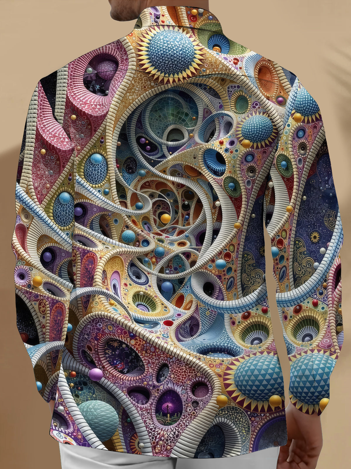 Abstract Print Men's Pocket Long Sleeve Shirts