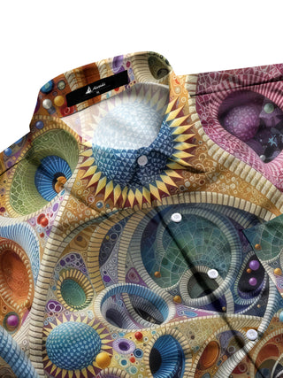 men's art print shirt side view