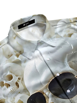 men's gothic print shirt side view