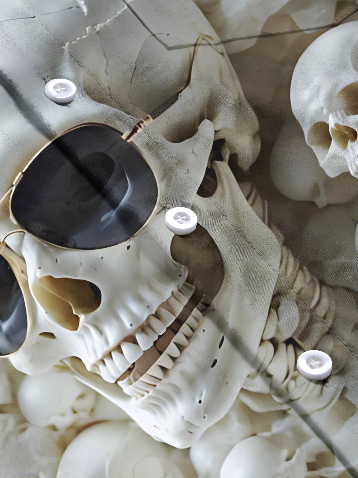 Skull Print Men's Pocket Short Sleeve Shirts