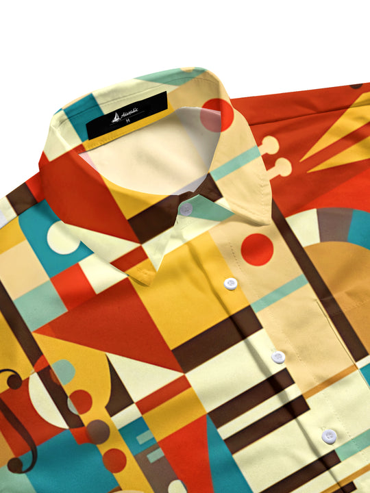 men's guitar print shirt side view
