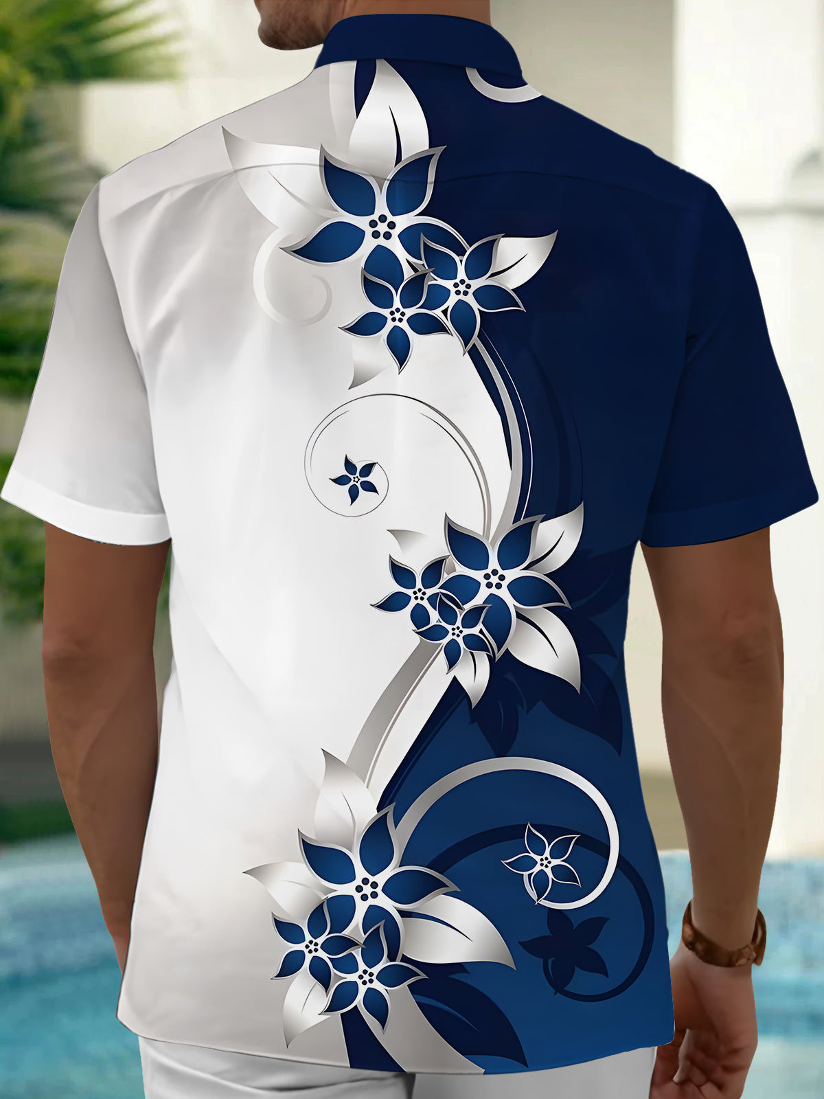Floral Men's Pocket Short Sleeve Shirts