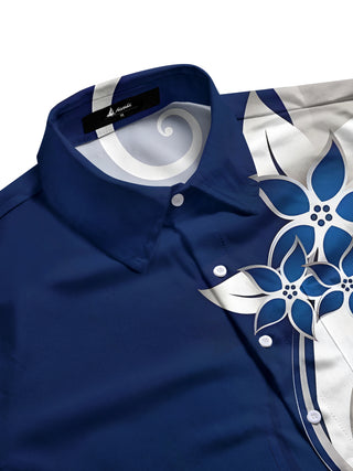 men's floral short sleeve flat lay shirt