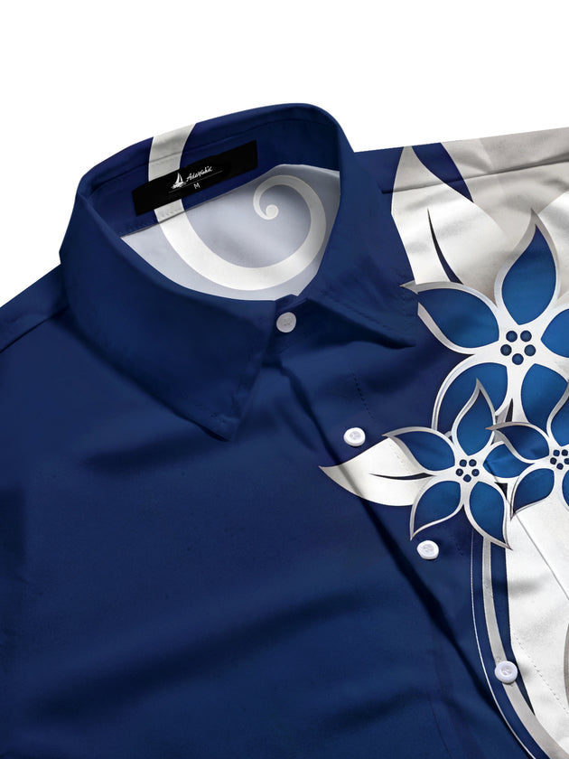 men's floral short sleeve flat lay shirt