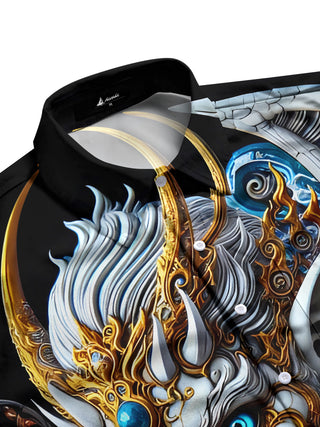 men's gothic print shirt side view