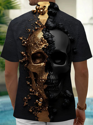 men's skeleton pattern shirt back view