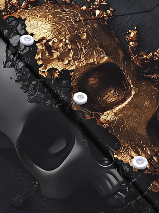 men's skull print short sleeve flat lay shirt