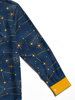 men's galaxy print shirt close-up full sleeve