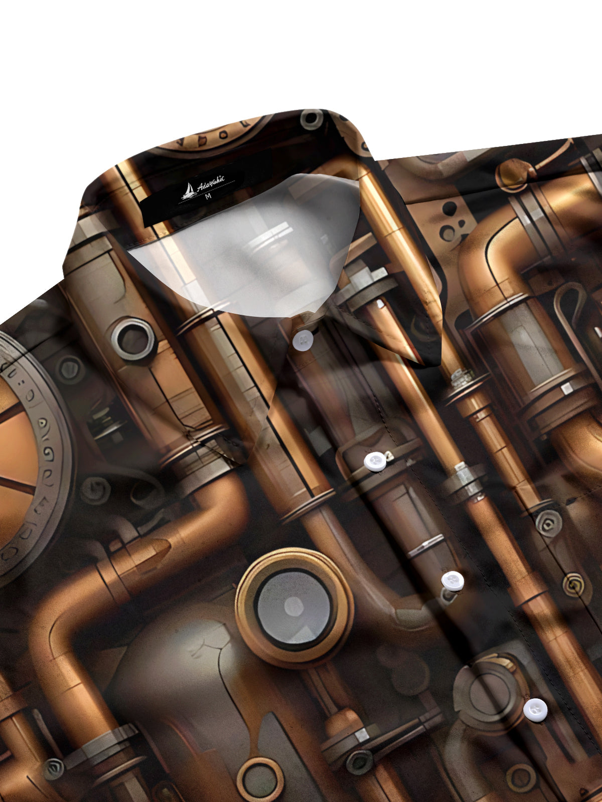 Steampunk Machines Print Men's Pocket Long Sleeve Shirts